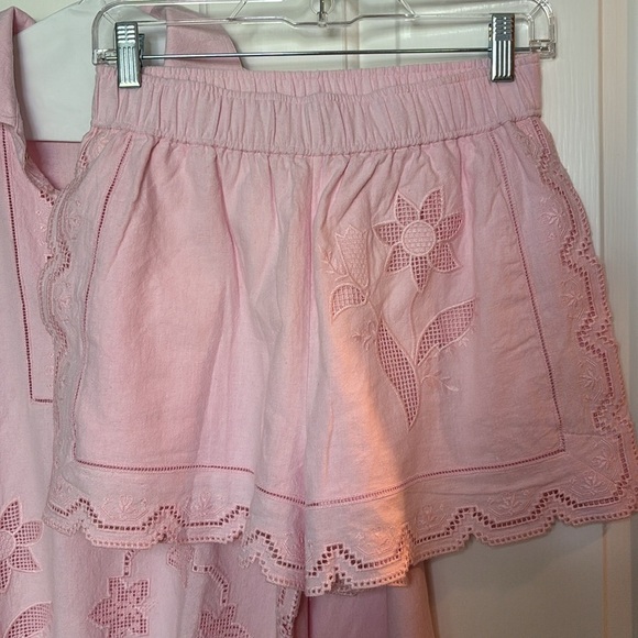 EUC OROTON Tablecloth Lace Top and Short Set in ballet pink shorts size 6 top 8 - Picture 4 of 13